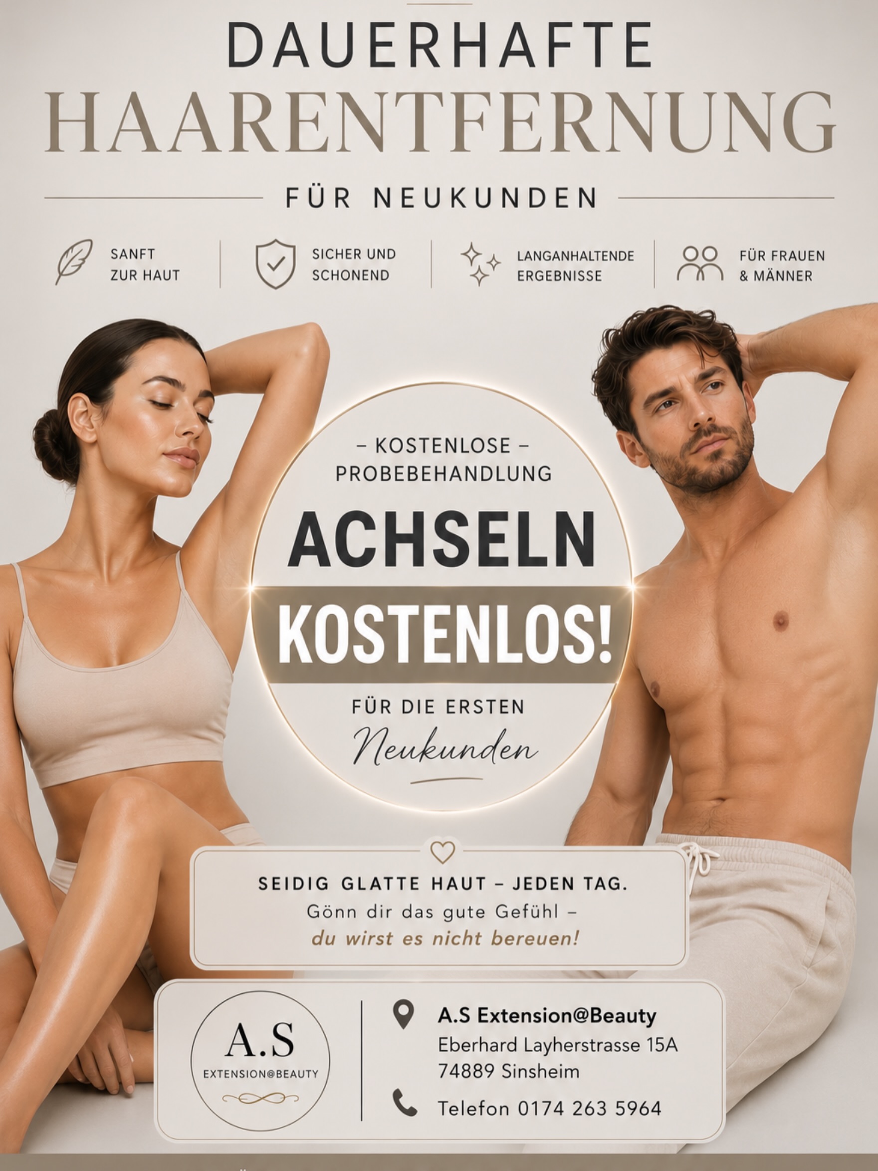 Aktion: kostenlose Probebehandlung der Achseln für Neukunden